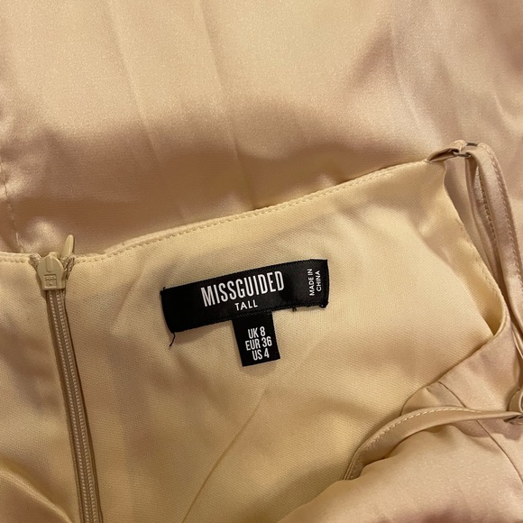 Cream Satin Bodycon Dress - Picture 3 of 3